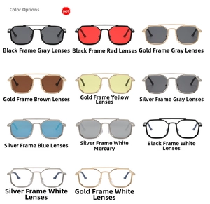 Steampunk polygonal sunglasses in various metal frame colors and lens tints