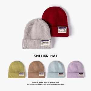 Winter Knitted Beanie Hat Warm Fleece Lined Ribbed Acrylic Cuffed Letter Patch Boarding Pass Unisex