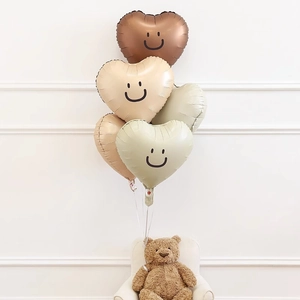 Smiley Face Heart Star Foil Balloons Vintage Colors Mylar Balloon For Birthday Party Wedding Decor Cute Ins Style