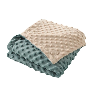 Coperta neonato double-face beige e ciano con trama a rilievo morbida e massaggiante