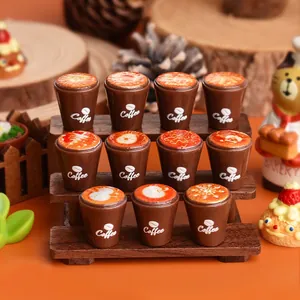 Christmas Miniature Coffee Cup Charms Resin DIY Craft Decor Latte Art Gingerbread Man Snowman Dollhouse Accessories Festive