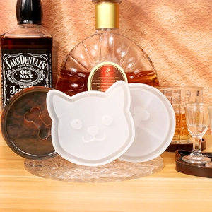 Silicone resin molds for DIY coasters featuring cat head and bone patterns for pet lovers