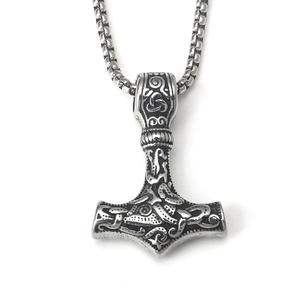 Thor's Hammer Pendant Necklace Stainless Steel Viking Nordic Retro Mjolnir Celtic Knot Jewelry For Men
