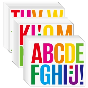 Close-up of 3-inch colorful alphabet stickers for mailbox and car showing vibrant stacked letters