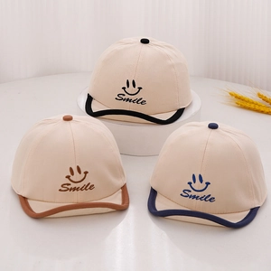 Lot de 3 casquettes bébé en coton avec broderie Smile et visière souple protectrice