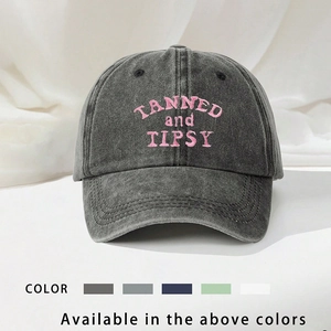 Washed Polyester Baseball Cap TANNED and TIPSY Embroidery Retro Distressed Sun Hat For Women Adjustable Outdoor Casual