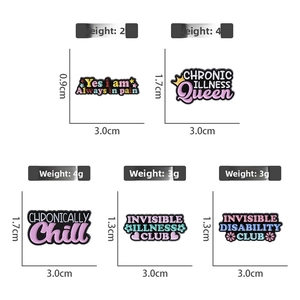 Creative enamel pins with inspirational English slogans for chronic illness awareness