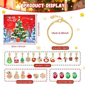 Christmas 24-day advent calendar gift box with DIY bracelet kit and festive charms