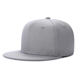 Casquette hip-hop classique en coton gris clair avec bord plat et œillets d'aération