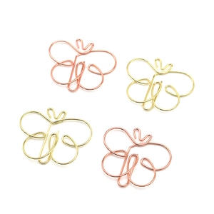 Creative butterfly shaped metal paper clips in gold and rose gold finishes