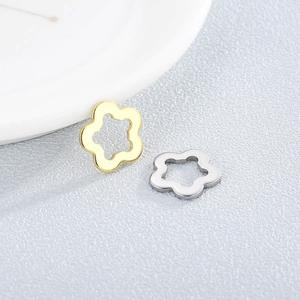 Golden and silver flower-shaped stainless steel charms for DIY jewelry making