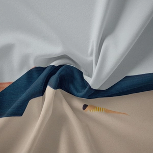 Close-up of bohemian printed fabric showing twill texture and soft drape detail