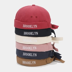 Retro Brooklyn embroidered miki hat in six colors with high-quality canvas and brimless design