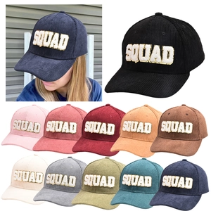Corduroy Baseball Cap SQUAD BRIDE Letter Patch Adjustable Retro Casual Outdoor Sun Hat For Women Bridal Party Gifts