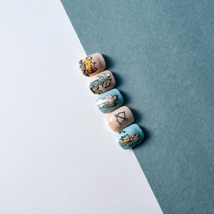 Detailed 5D embossed nail decals with Cupid and Baroque court style vintage art illustrations