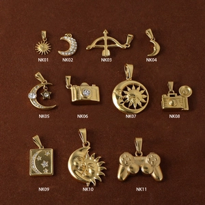 Golden sun moon camera and gamepad alloy pendants for jewelry DIY making