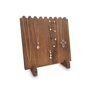 Présentoir à colliers en bois massif avec grain naturel pour l'exposition de bijoux