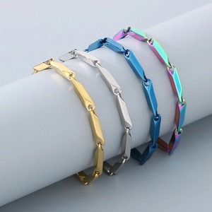 Stainless Steel Rhombus Link Bracelet Geometric Minimalist Jewelry For Men Women Adjustable Extension Chain Personalized