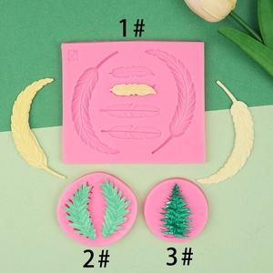 Moules en silicone pour formes de feuilles, plumes et sapins pour chocolat et bricolage