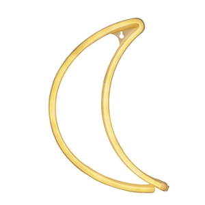 Warm yellow crescent moon LED neon sign wall decor for bedroom and holiday atmosphere