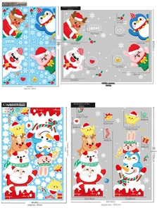 Detailed size chart for Christmas window stickers with Santa and Reindeer motifs