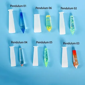 6-piece 3D pendulum resin silicone molds for DIY jewelry making with crystal column finish