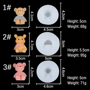 3D bear and bunny silicone mold set for DIY plaster candle and resin crafts