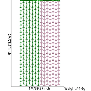 Pink and green laser foil fringe curtain for party backdrop, 1x2m decorative tinsel