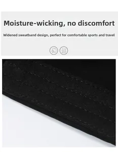Macro view of wide moisture-wicking sweatband inside the black flat top military cap