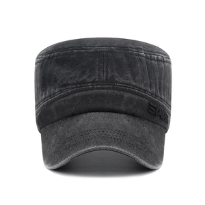 Faded charcoal grey washed cotton cadet cap featuring sport embroidery on a white background