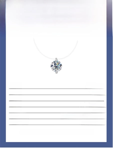 Detailed S925 silver moissanite necklace specification chart on transparent fishing line