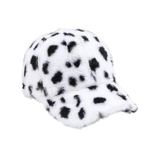 Casquette de baseball en peluche léopard pour femme avec texture en fausse fourrure douce