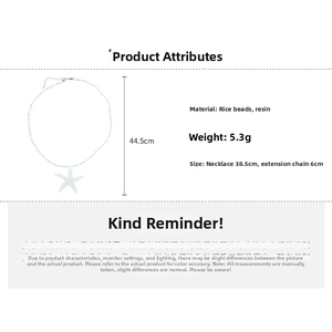Detailed size specifications for beaded starfish necklace with 38.5cm chain and 6cm extender