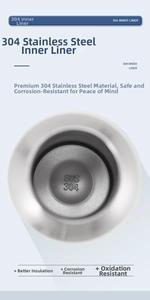 Detailed close-up of the food-grade SUS 304 stainless steel interior liner for sports flasks
