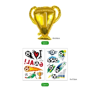 Ballon en aluminium trophée de football et tatouages temporaires pour décoration de fête