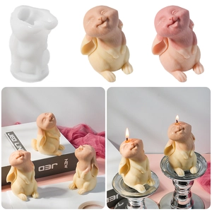 Looking Up Rabbit Candle Mold Silicone DIY Aromatherapy Plaster Resin Soap Making Craft Tool Easter Decorative
