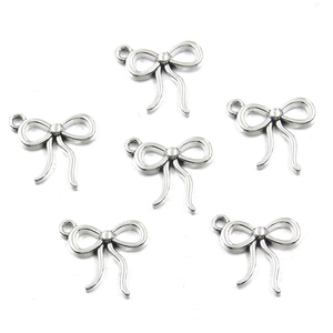 Silver alloy hollow bow pendants for DIY necklace and bracelet jewelry making