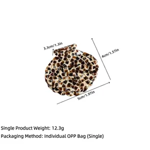 Shell-shaped leopard tortoise acetate hair claw clip for elegant hairstyles, 5cm size