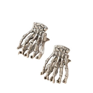 Gothic silver skeletal hand hair claws for Halloween punk style hair accessories