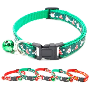 Christmas pet collar with reindeer prints and bell for cats and small dogs