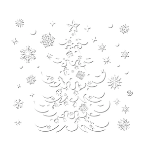 White Christmas tree window static stickers with snowflakes and festive ornaments