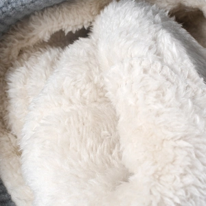 Winter striped knit beanie with soft white sherpa fleece lining for maximum warmth