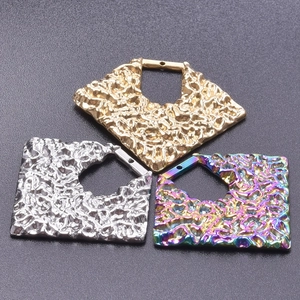 Hammered square stainless steel charms in gold silver and rainbow for DIY jewelry