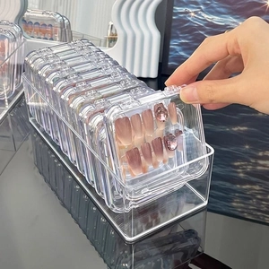 Clear acrylic storage box for press-on nails and badges with high transparency finish