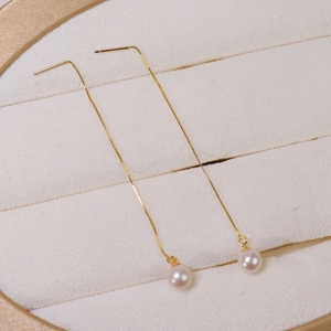 Minimalist Freshwater Pearl Threader Earrings With 925 Sterling Silver Earring Post Long Chain Elegant Jewelry For Women