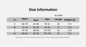 Tabella taglie dettagliata per abito bodycon senza maniche con misure per taglie S, M, L, XL