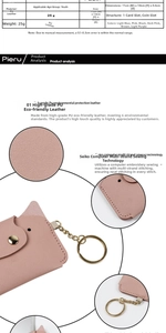 Pink PU leather coin purse with cat ears design, gold keychain, and 11x7.8cm dimensions