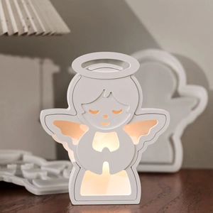 Veilleuse LED ange 3D avec lueur chaleureuse ailes auréole pour décoration festive