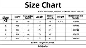 Detailed size guide and measurements chart for French style blazer and pants set