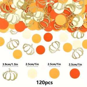 Halloween Thanksgiving Party Confetti Pumpkin Round Paper Dots Fall Harvest Table Decor Glitter Gold Orange